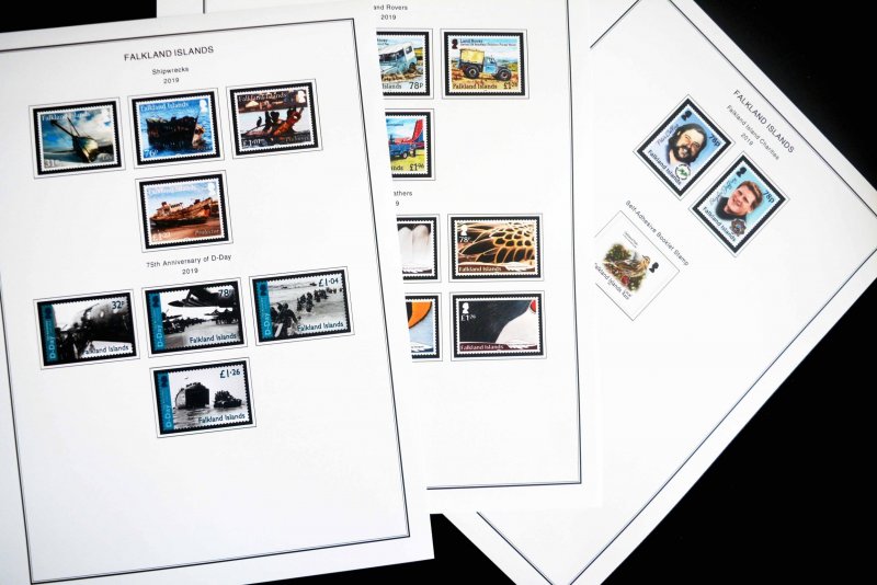 COLOR PRINTED FALKLAND ISLANDS 2011-2024 STAMP ALBUM PAGES (51 illustr. pages)