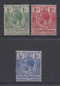 Br Honduras Scott 85/87 - SG111/113, 1915 Moire Overprint Set MH*