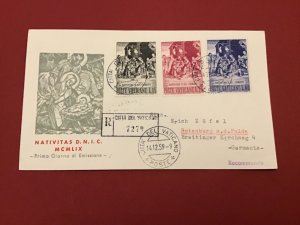 Vatican 1959 Christmas Registered   Postal Cover R42339 