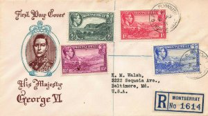 Montserrat, Scott #92a-95a, King George VI Issues on Registered First Day Cover