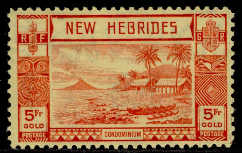 NEW HEBRIDES GVI SG62, 5f red/yellow, M MINT. Cat £75.