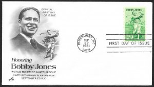 UNITED STATES FDC 18¢ Bobby Jones 1981 ArtCraft
