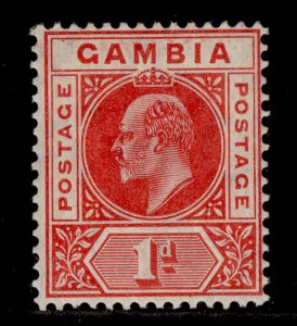 GAMBIA EDVII SG73, 1d red, LH MINT. Cat £17.