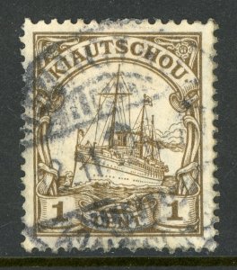 China 1905 Kiautschou Germany 1¢ Yacht Unwmk Michel 18 (Sc #23) VFU F72