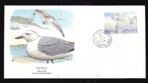 Flora & Fauna of the World #217b-Samoa-Birds-Silver Gull;-FDC with  single stamp