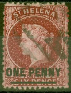 St Helena 1868 1d Lake SG7 Type B Fine Used