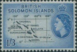 Solomon Islands 1956 SG91b 1/3 Map MNH