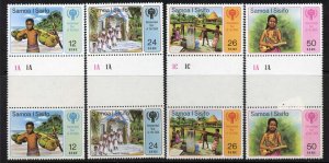 Samoa 499-502 Gutter Pairs MNH Children, IYC, Musical Instrument