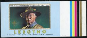 LESOTHO 1952 SCOUTS PROOF BOOKLET PROGRESSIVE COLORS PRINTED ON CARD