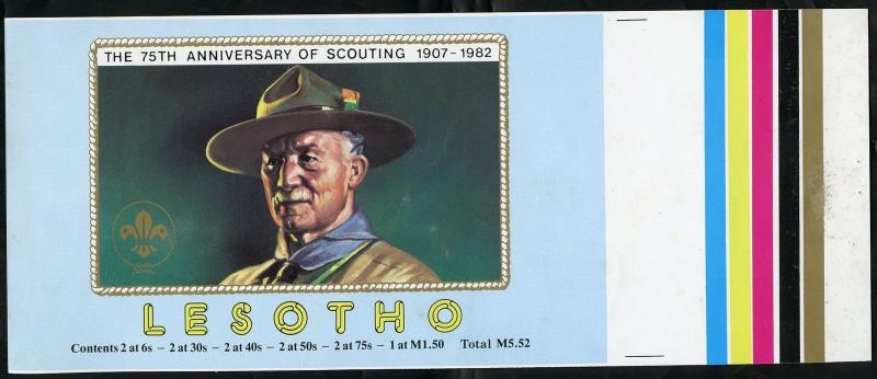 LESOTHO 1952 SCOUTS PROOF BOOKLET PROGRESSIVE COLORS PRINTED ON CARD