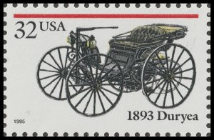 US 3019 Antique Automobiles 1893 Duryea 32c single MNH 1995