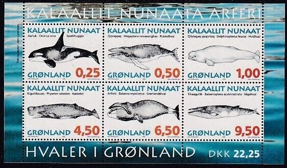 Sc# 308a Greenland 1996 Whales S/S Souvenir sheet MNH CV $11.50 