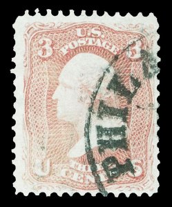 Scott 65 3c Washington Used F-VF with a Philadelphia Cancel