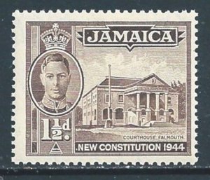 Jamaica #129b NH 1 1/2p King George VI, Courthouse - Perf 12 1/2 x 13 1/2