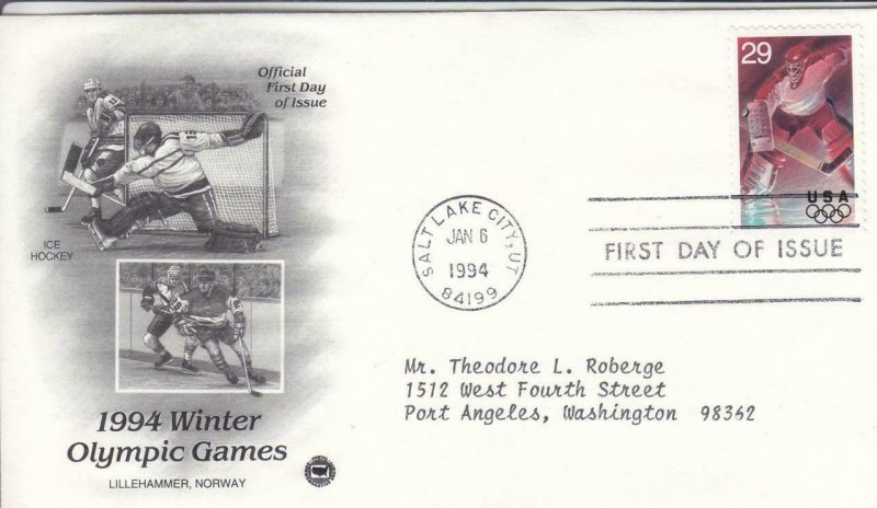 1994, Winter Olympic Games-Ice Hockey, PCS, FDC (D15475)