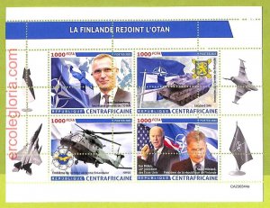 B0154-CENTRAL AFRICAINE - MISPERF ERROR Stamp Sheet - 2023 - Finland NATO Joins-