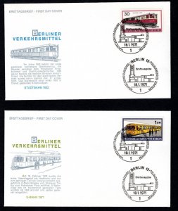 GERMANY 1971 Trains #9N309 & 9N310 FDC covers,   Berlin cancel   18. 1. 71