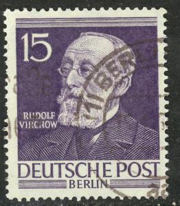 GERMANY / BERLIN - 1952-53 15pf RUDOLF VIRCHOW Issue Sc 9N89 VFU