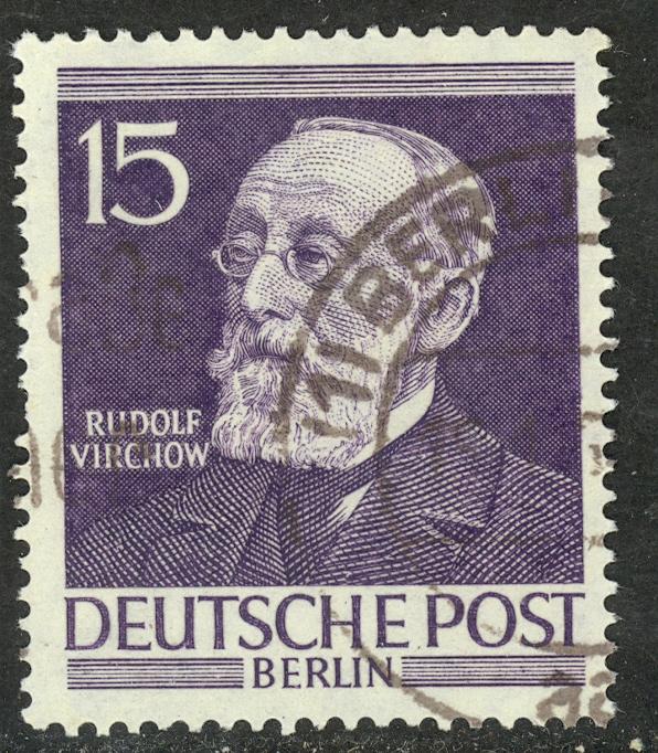 GERMANY / BERLIN - 1952-53 15pf RUDOLF VIRCHOW Issue Sc 9N89 VFU