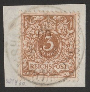 NEW GUINEA - GERMAN 1897 provisional use of Germany Numeral 3pf. Expertised