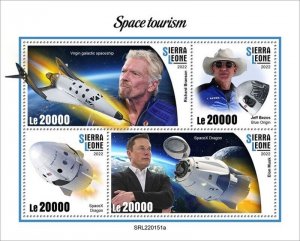 Sierra Leone - 2022 Space Tourism, Branson - 4 Stamp Sheet - SRL220151a