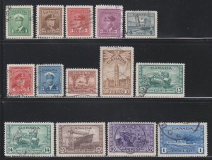 Canada, 1942-43 Set of 14  (SC# 249-262) Used Set