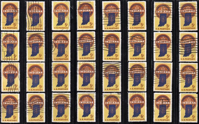 SC#1308 5¢ Indiana Statehood (1966) Used Lot of 32 Stamps