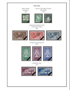 COLOR PRINTED IRELAND [CLASS.] 1922-1970 STAMP ALBUM PAGES (13 illustr. pages)