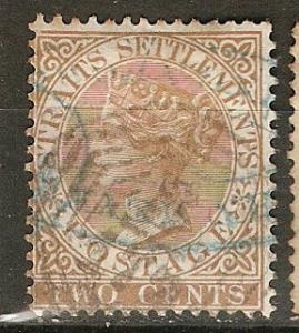 Straits Settlements 10 SG 13 Used Fine 1867 SCV $6.00