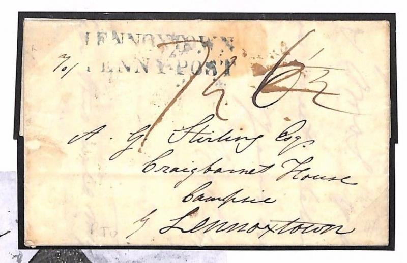 GB SCOTLAND Cover 1828 *LENNOXTOWN PENNY POST* Add Half Inspector {samwells}B65c 