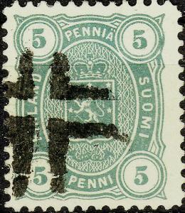 FINLAND ca.1885 Mi20 5p green with FIGURE CANCEL #413 (ABO/TURKU) Figurenstempel