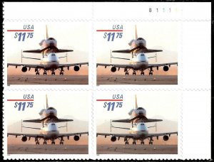 Space Shuttle 11.75 Express Mail Plate Block of 4 Postage Stamps Scott 3262
