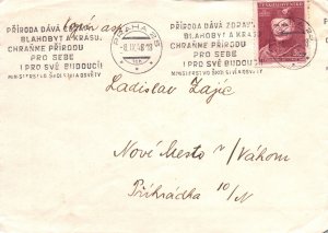 CZECH BUSINESS COVER WITHIN PRAGUE MAILED WITH SLOGAN CORNER CARD 1948