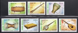 Guinea-Bissau 1989 Set of 7 Musical Instruments, Scott 834-840 CTO value = $4.30