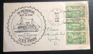 1938 USA NAVY Post Office USS Pope SUBMARINE In Memorial RIP USS Panay