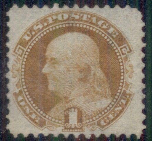 US #112 1¢ buff, used w/very light cancel, VF+ centering for this issue