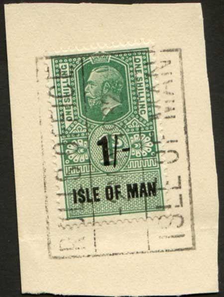 Isle of Man KGV 1/- Key Plate Type Revenues CDS on Piece