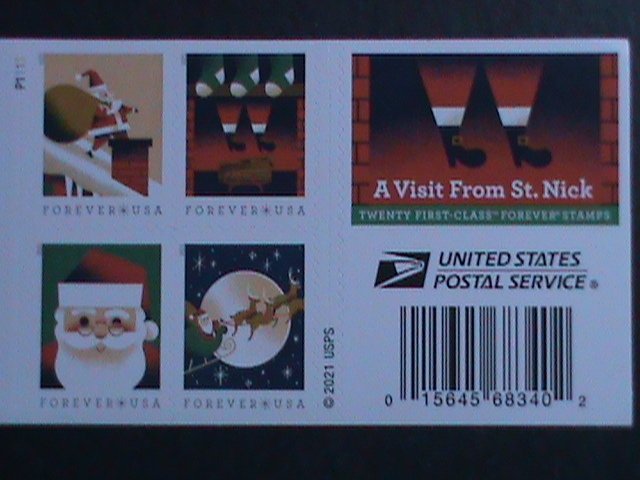 ​UNITED STATES-VISIT FROM ST.NICK-CHRISTMAS MNH PLATE BLOCK FOREVER STAMPS VF