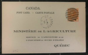 1930 Quebec Canada Stationary Report Postcard Cover inspection of apiaries B