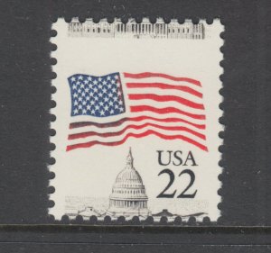 US Sc 2114 MNH. 1985 22c Flag Over Capitol Dome, horizontal MISPERF