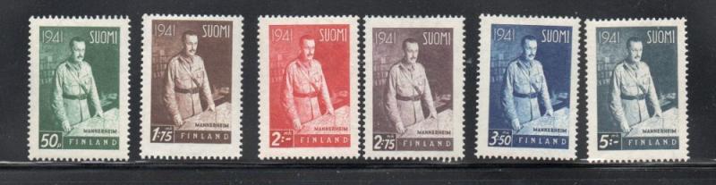 Finland Sc 227-32 1941 Field Marshal Mannerheim stamp set mint NH