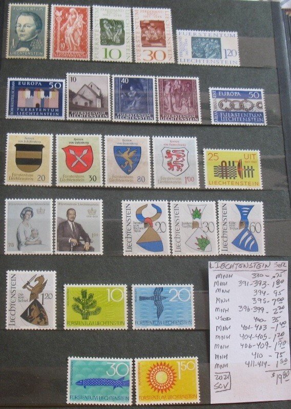 Liechtenstein Selection #390-414- SCV=$19.80