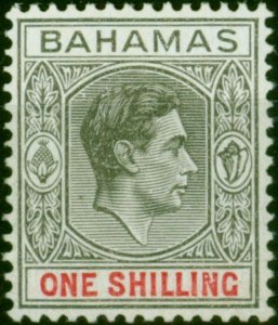 Bahamas 1944 1s Grey-Black & Bright Crimson SG155c Ordin Paper V.F MNH