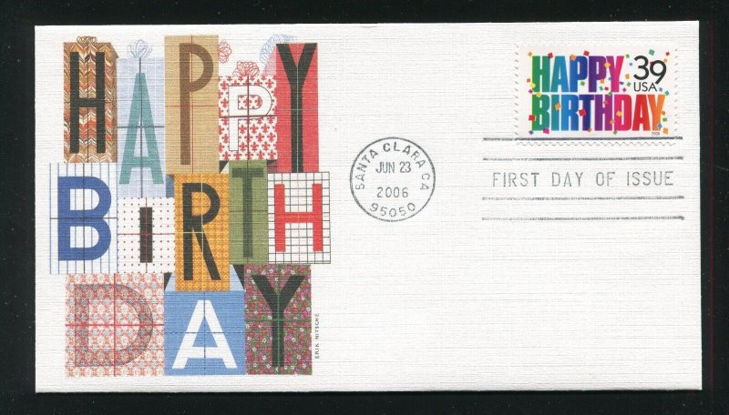 4079 Happy Birthday 39¢ First Day Cover FDC Fleetwood 2006