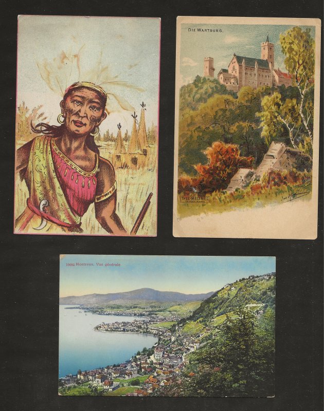 Vintage postcards Mostly Europe 100 views of towns ruins churches coast color/BW