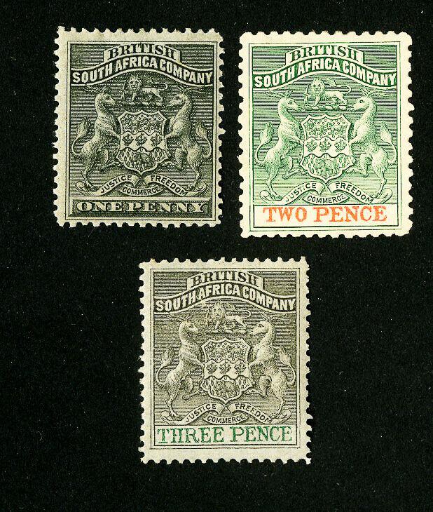 Rhodesia Stamps # 2-4 VF OG LH Set of 3 Scott Value $66.50