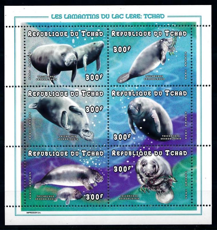 [77204] Tchad Chad 1998 Marine Life Manatees Miniature Sheet MNH