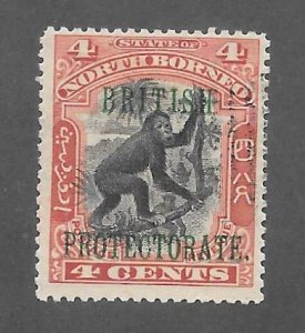 NORTH BORNEO Scott 108 Mint 4c Orangutan O/P stamp 2019 CV $10.00