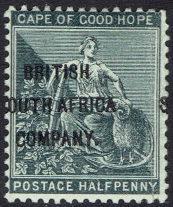 RHODESIA 1896 OVERPRINTED CAPE HOPE ½D VARIETY OVERPRINT SHIFTED