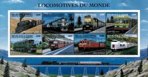 Guinea 1999 - Trains - Sheet of 8 Stamps - Scott #1482 - MNH